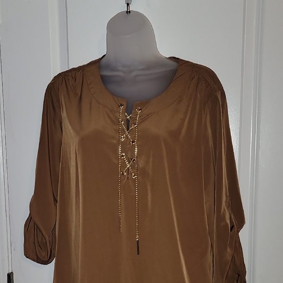 Michael Kors Tan Lace-Up Dress Sz: XL - Picture 4 of 8